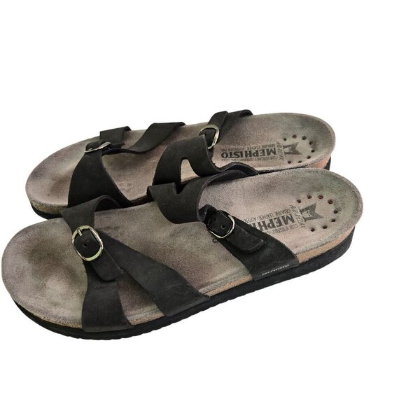 Mephisto Hannel Black Suede Comfort Support Sandals Size 40/10 - Picture 3 of 8